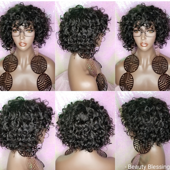 Curl Bob Style Brazilian Remy 100% Human Hair Wig - Picture 1 of 5